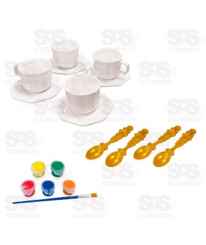 Conjunto Chazinho Para Pintar 5 Tintas e 1 Pincel Homeplay 8014
