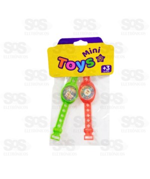 Relógio Infantil  Redondo Com 2 Unidades Mini Toys 1078