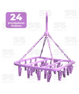 Mini Varal Dobrável Com 24 Prendedores TOP1651