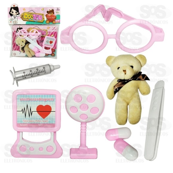 Kit Médico De Brinquedo Ursinho 8 Peças Toy King TK-AB4294