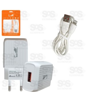 Carregador 25W USB 5.1A Com Cabo Iphone Eletromex EL-4013-I5