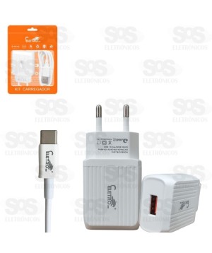 Carregador 25W USB 5.1A Com Cabo Type -C  Eletromex EL-4013-TY