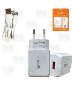 Carregador 25W USB 5.1A Cabo Micro USB V8 Eletromex EL-4013-V8