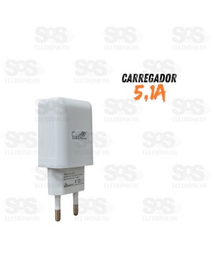 Carregador 25W De Parede USB 5.1A Eletromex EL-4014