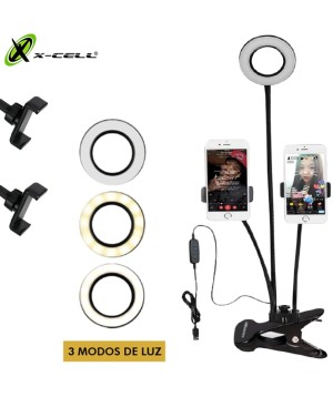 Iluminador Ring Light De Mesa Suporte Para 2 Celulares X-cell xc-rl-02
