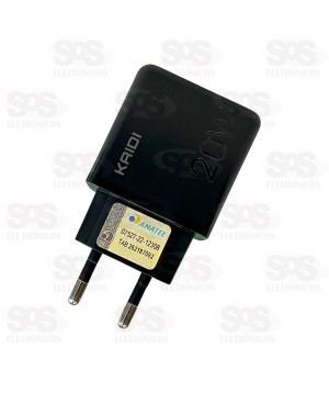 Fonte Carregador Rápido USB + PD 20W Kaidi KD-670