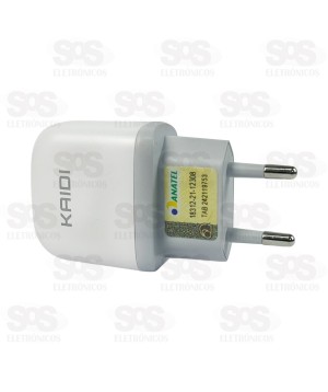 Carregador Rápido 2 USB 2.4A Cabo Iphone Kaidi KD-556A