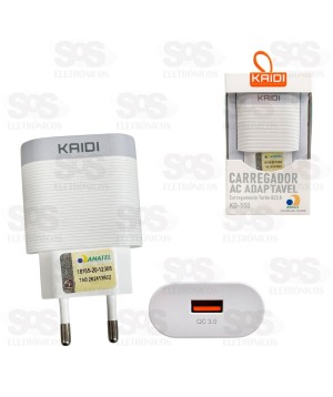 Carregador Turbo USB QC3.0 18W Kaidi KD-550