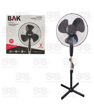 Kit 2 Ventiladores 127V Pedestal 3 Velocidades BAK BK-1640-110