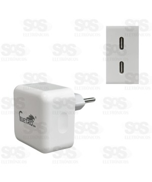 Carregador Turbo Type C 45W 9.1A + 2PD Eletromex EL-4021-CC