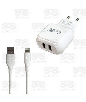 Carregador 2 USB 5.1A Com Cabo Iphone Eletromex EL-4022-I5
