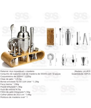 Kit Coqueteleira Com 12 Peças Luatek LC-8131