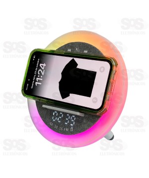 Caixa De Som 50W Com Luminária e Carregador Por Indução Eletromex EL-1078