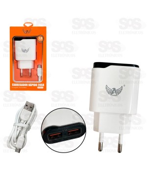 Carregador 2 USB 5.1A Com Cabo Micro USB V8 Altomex AL-9082-V8