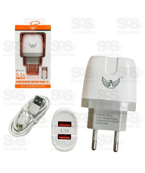 Carregador 2 USB 5.1A Com Cabo Lightning Altomex AL-7705-5G