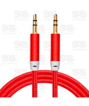 Cabo Nylon P2 Estéreo 1 Metro Ponta Dourada Cores variadas