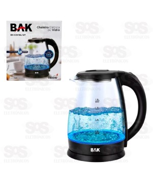 Chaleira Elétrica De Vidro 1.8 Litros 1100W Bak BK-CDV18L-127