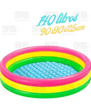 Piscina Infantil Inflável 3 Aneis 140 Litros Caerus CRS-2185