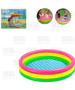 Piscina Infantil Inflável 3 Aneis 40 Litros Caerus CRS-2184