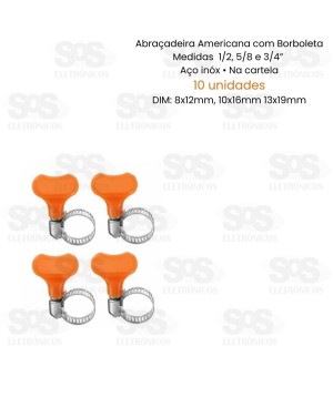 Abraçadeira Metálica Com Borboleta 10 Unidades TRY-0090