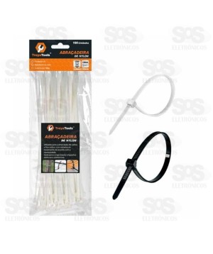 Abraçadeira De Nylon 3x100MM Com 100 Unidades TroyaTools TRY-0064