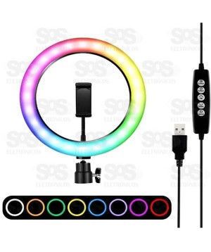 Iluminador Ring Light RGB 10 Polegadas Com Tripé B-max BM-L19