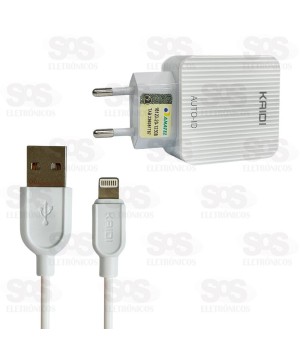 Carregador 3 USB 3.1A Com Cabo Lightning Kaidi KD-606A