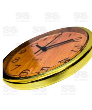 Relógio De Parede Metalizado Dourado e Preto Wood Nativo 80514-8