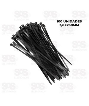 Abraçadeira De Nylon 3,6x250MM Com 100 Unidades TroyaTools TRY-0069