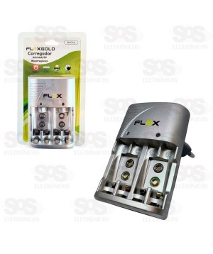 Carregador De Pilhas AA/AAA/9V Flexgold FX-C16
