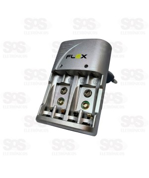 Carregador AA/AAA/9V Com 4 Pilhas Flexgold FX-C16-4P