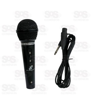 Microfone Dinâmico Com Fio 3 Metros X-Cell XC-MI-02