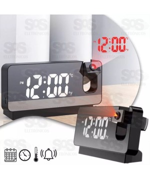 Relógio Digital LED  Espelhado Projeta Hora Altomex 2992