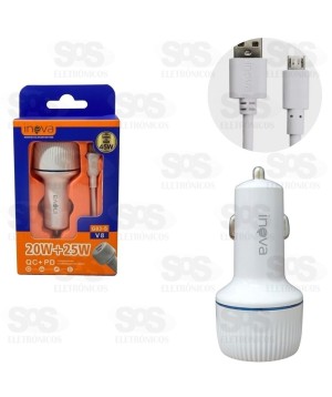 Carregador Veicular 45W Com Cabo Micro USB V8 Inova G03-V8