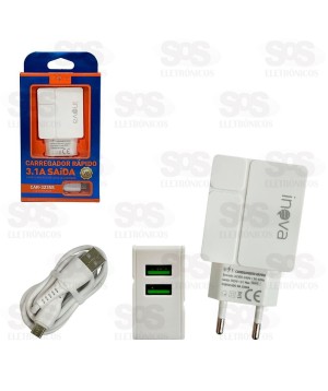 Carregador 2 USB 3.1A Com Cabo Micro USB V8 Inova CAR-3235S