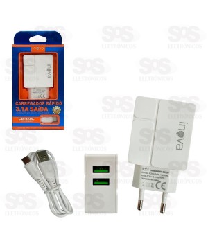 Carregador 2 USB 3.1A Com Cabo Type C Inova CAR-3235C