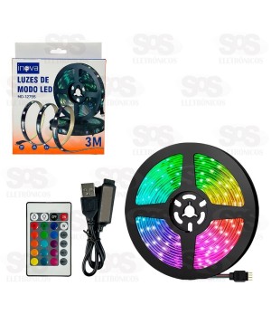 Fita de LED Colorida Com Controle Por Som 3 Metros Inova MD-12795