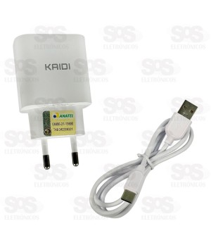Carregador 3.0A Com Cabo Type C Kaidi KD-111C