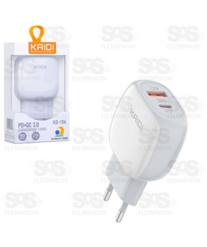 Fonte De Parede Carregador Turbo PD+QC 20W Kaidi KD-106