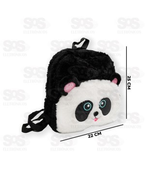 Mini Mochila Escolar Pelúcia Panda Polibrinq SCB119