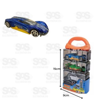 Kit Carrinhos de Metal 4 Unidades  Com Estojo Toy King TK8313