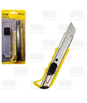 Estilete profissional 18mm com 03 lâminas B-tek BT-320