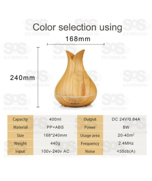 Difusor Umidificador De Ar Com LED Colorido 400ml B-Max BM088