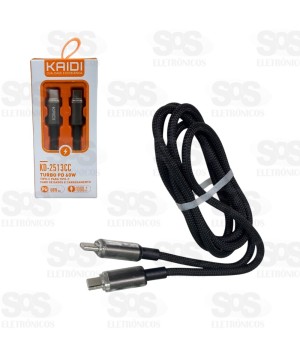 Cabo Type C Para PD 60W Ponta Emborrachada 1 Metro Kaidi KD-2513CC