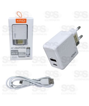 Carregador USB + PD 20W Com Cabo Type C Kaidi KD-670C