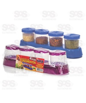 Porta Temperos 100ML De Plástico 4 Peças Ercaplast 1343