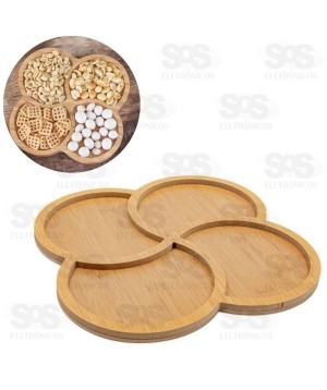 Tábua Para Petiscos Trevo 4 Divisórias MDF Top Útil TOP1432