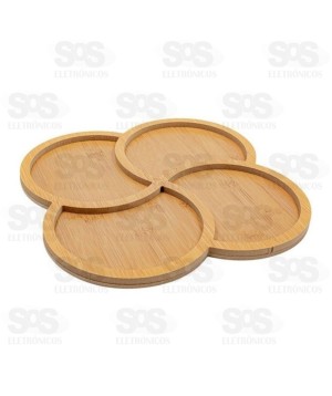 Tábua Para Petiscos Trevo 4 Divisórias MDF Top Útil TOP1432