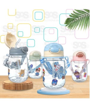 Garrafa Infantil Com Canudo Personalizável 400ml TOP0957