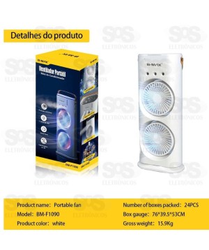 Ventilador e Umidificador Recarregável B-max BM-F1090